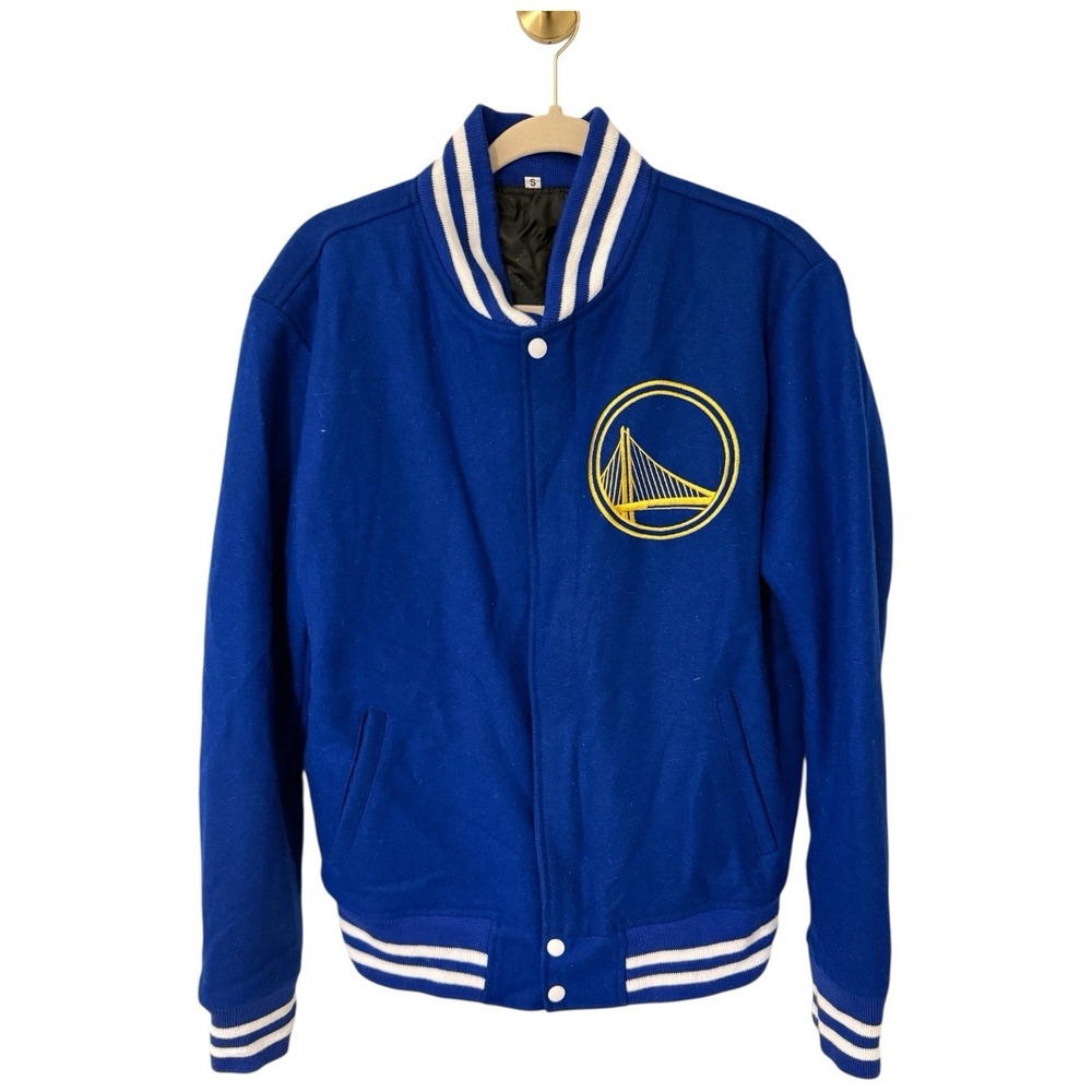 VINTAGE GOLDEN STATE WARRIORS FULL ZIP HEAVY JACKET BLUE/GOLD NBA SZ S DUB CITY